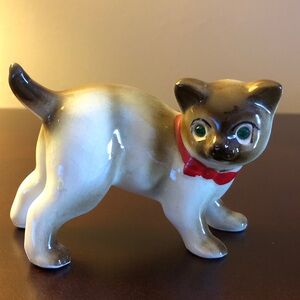 Vintage Siamese Kitten with Green Crystal Eyes